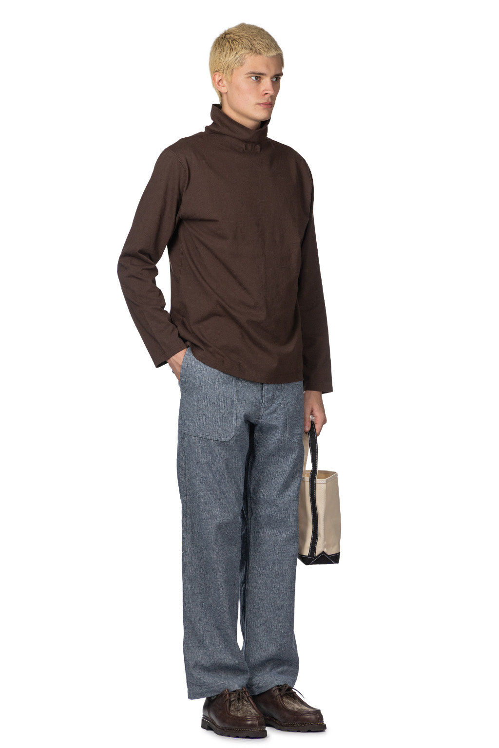 ts(s) - Open end Yarn Cotton Jersey Turtle Neck Shirt - Brown